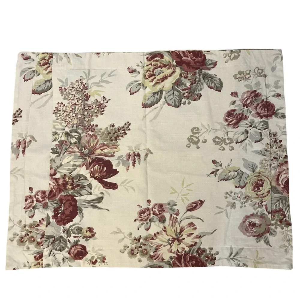 Waverly Floral Standard Pillow Sham Country Cottage French Roses Shabby Chic
